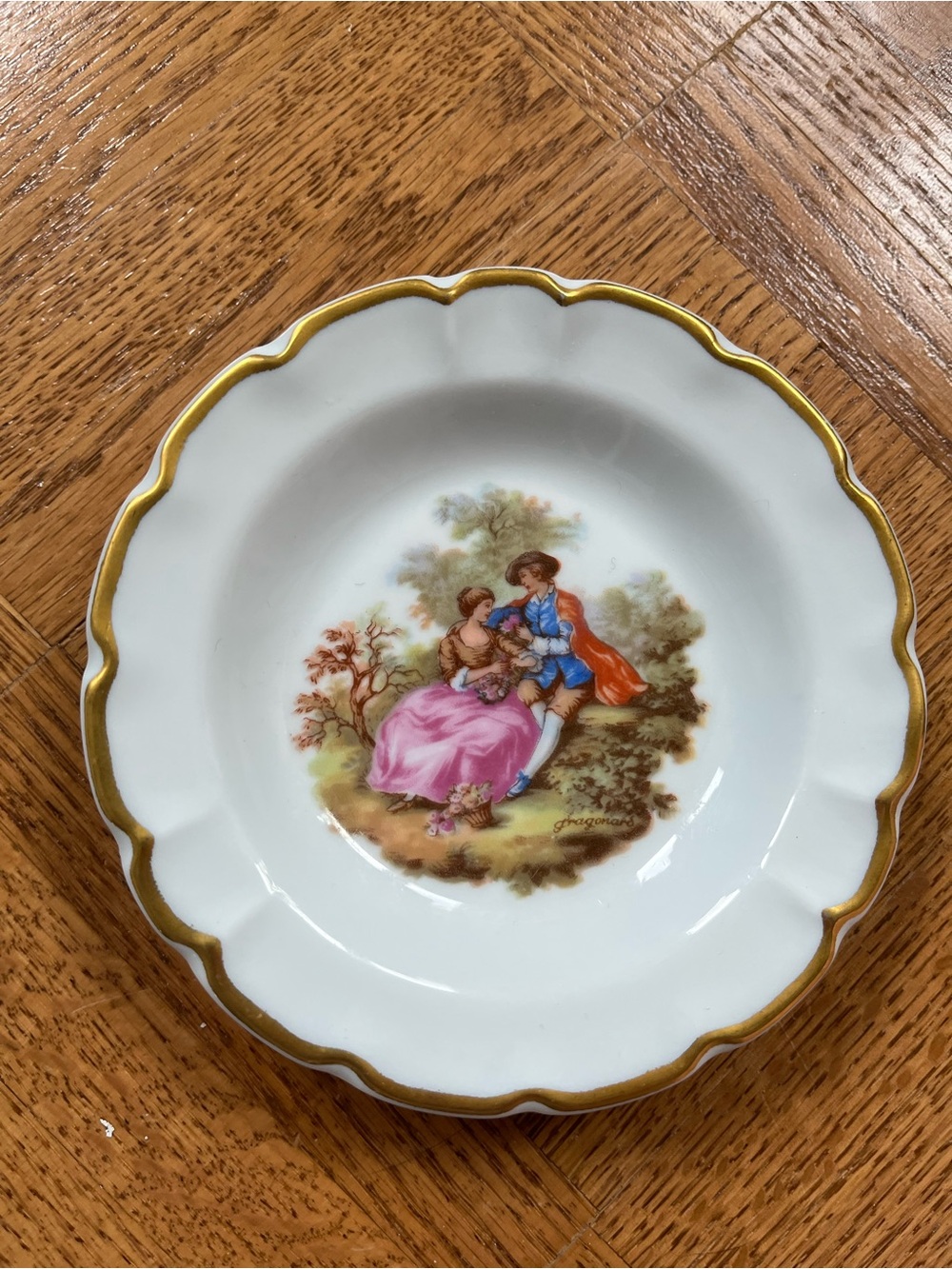 Vintage Limoges France Fragonard Courting Couple Trinket Dish